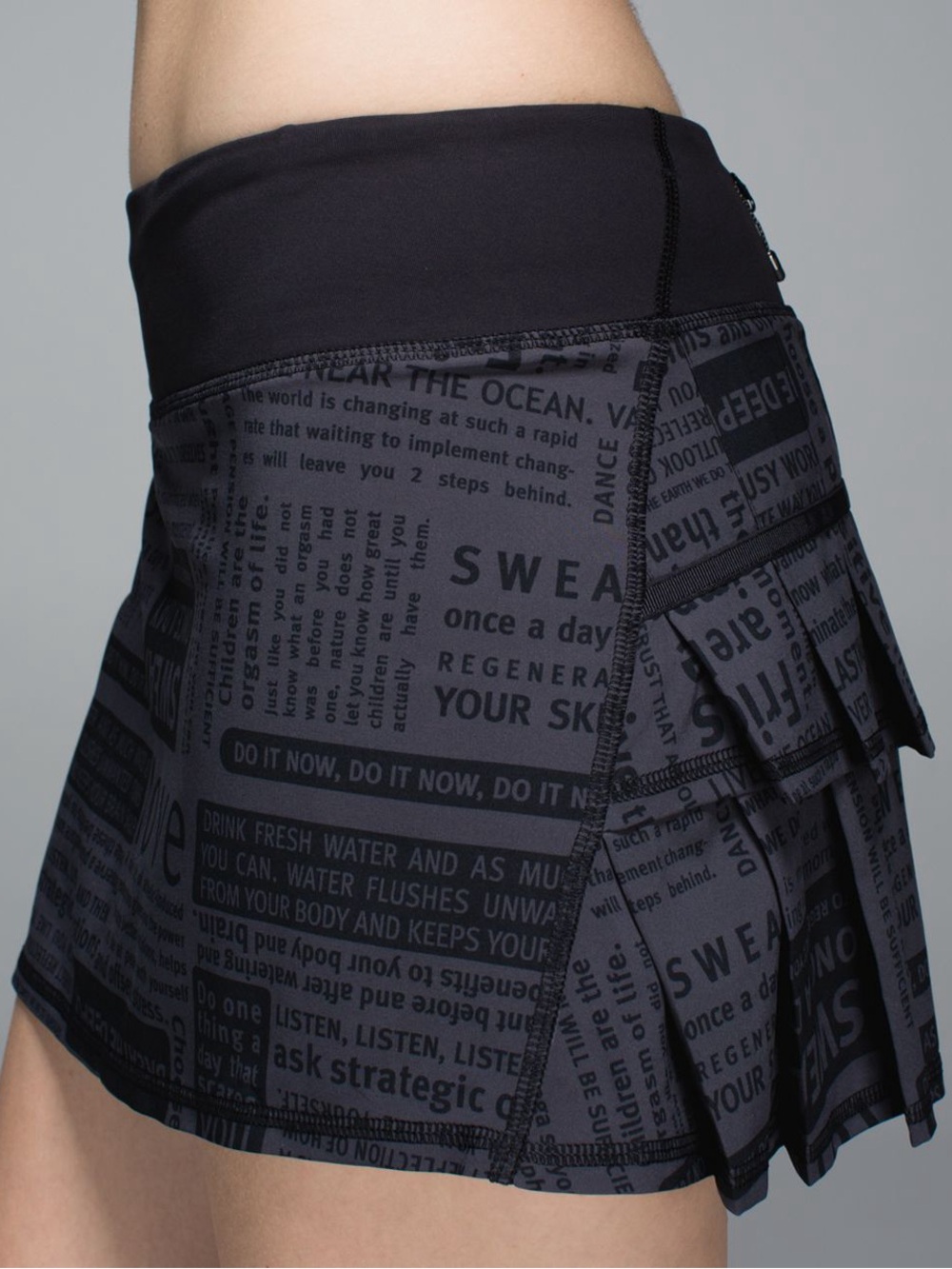 Lululemon Run: Pace Setter Skirt - Classic Manifesto Deep Coal Black / Black